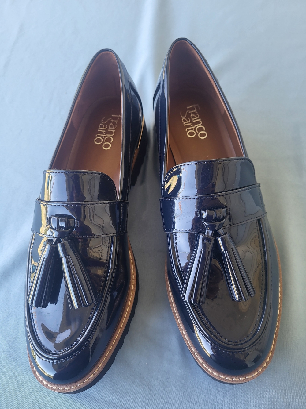 Franco Sarto Women’s Navy Patent Tassel Loafers